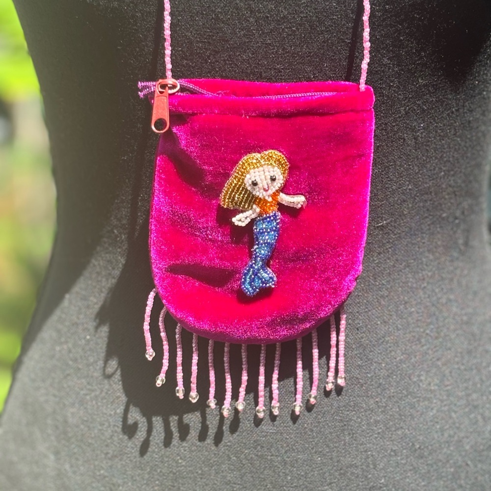 Vintage Mermaid Velvet Pouch